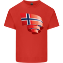 Curled Norway Flag Norwegian Day Football Kids T-Shirt Childrens Red