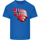 Curled Norway Flag Norwegian Day Football Kids T-Shirt Childrens Royal Blue