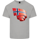 Curled Norway Flag Norwegian Day Football Kids T-Shirt Childrens Sports Grey