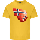 Curled Norway Flag Norwegian Day Football Kids T-Shirt Childrens Yellow