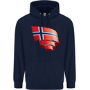 Curled Norway Flag Norwegian Day Football Mens 80% Cotton Hoodie Navy Blue