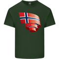 Curled Norway Flag Norwegian Day Football Mens Cotton T-Shirt Tee Top Forest Green