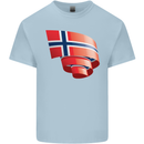 Curled Norway Flag Norwegian Day Football Mens Cotton T-Shirt Tee Top Light Blue