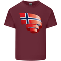 Curled Norway Flag Norwegian Day Football Mens Cotton T-Shirt Tee Top Maroon