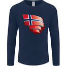 Curled Norway Flag Norwegian Day Football Mens Long Sleeve T-Shirt Navy Blue