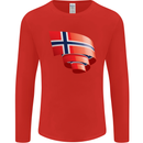Curled Norway Flag Norwegian Day Football Mens Long Sleeve T-Shirt Red