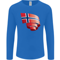 Curled Norway Flag Norwegian Day Football Mens Long Sleeve T-Shirt Royal Blue