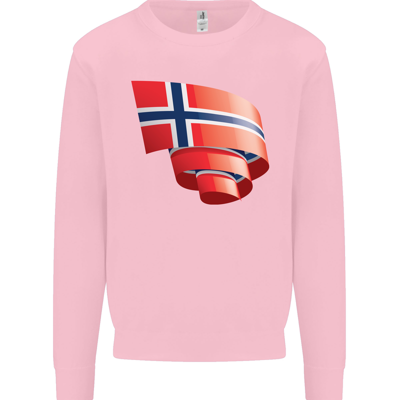 Curled Norway Flag Norwegian Day Football Mens Sweatshirt Jumper Light Pink