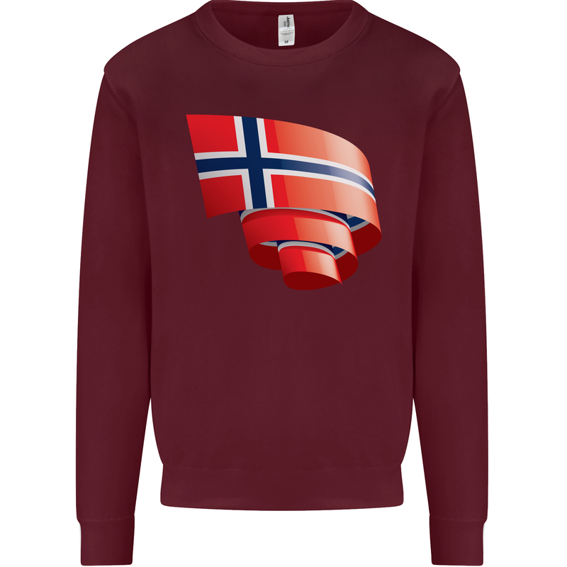 Curled Norway Flag Norwegian Day Football Mens Sweatshirt Jumper Maroon