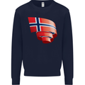 Curled Norway Flag Norwegian Day Football Mens Sweatshirt Jumper Navy Blue