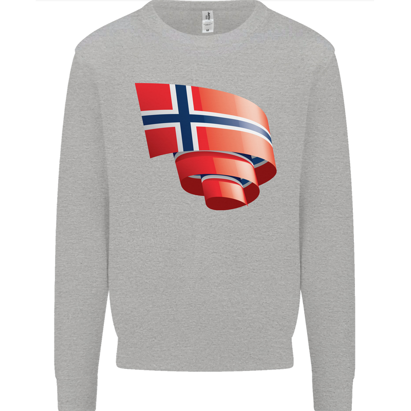 Curled Norway Flag Norwegian Day Football Mens Sweatshirt Jumper Sports Grey