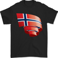 Curled Norway Flag Norwegian Day Football Mens T-Shirt 100% Cotton Black