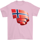 Curled Norway Flag Norwegian Day Football Mens T-Shirt 100% Cotton Light Pink