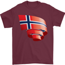 Curled Norway Flag Norwegian Day Football Mens T-Shirt 100% Cotton Maroon
