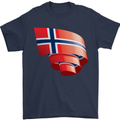 Curled Norway Flag Norwegian Day Football Mens T-Shirt 100% Cotton Navy Blue