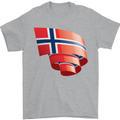 Curled Norway Flag Norwegian Day Football Mens T-Shirt 100% Cotton Sports Grey
