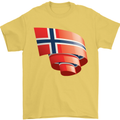 Curled Norway Flag Norwegian Day Football Mens T-Shirt 100% Cotton Yellow