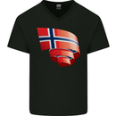 Curled Norway Flag Norwegian Day Football Mens V-Neck Cotton T-Shirt Black