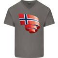 Curled Norway Flag Norwegian Day Football Mens V-Neck Cotton T-Shirt Charcoal