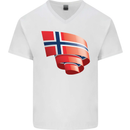 Curled Norway Flag Norwegian Day Football Mens V-Neck Cotton T-Shirt White