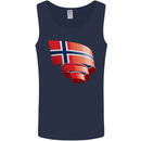Curled Norway Flag Norwegian Day Football Mens Vest Tank Top Navy Blue