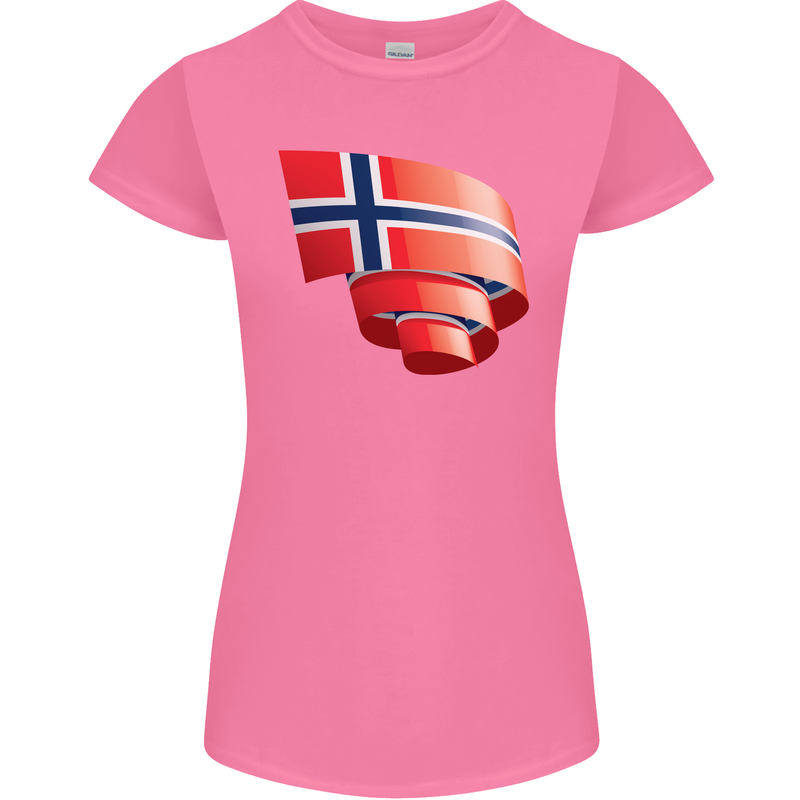 Curled Norway Flag Norwegian Day Football Womens Petite Cut T-Shirt Azalea