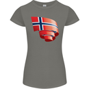 Curled Norway Flag Norwegian Day Football Womens Petite Cut T-Shirt Charcoal