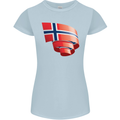 Curled Norway Flag Norwegian Day Football Womens Petite Cut T-Shirt Light Blue