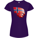 Curled Norway Flag Norwegian Day Football Womens Petite Cut T-Shirt Purple