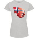 Curled Norway Flag Norwegian Day Football Womens Petite Cut T-Shirt Sports Grey