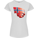 Curled Norway Flag Norwegian Day Football Womens Petite Cut T-Shirt White