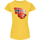 Curled Norway Flag Norwegian Day Football Womens Petite Cut T-Shirt Yellow