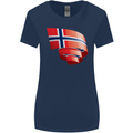 Curled Norway Flag Norwegian Day Football Womens Wider Cut T-Shirt Navy Blue
