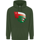 Curled Oman Flag Omani Day Football Childrens Kids Hoodie Forest Green