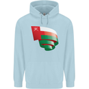 Curled Oman Flag Omani Day Football Childrens Kids Hoodie Light Blue