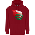 Curled Oman Flag Omani Day Football Childrens Kids Hoodie Red