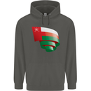 Curled Oman Flag Omani Day Football Childrens Kids Hoodie Storm Grey