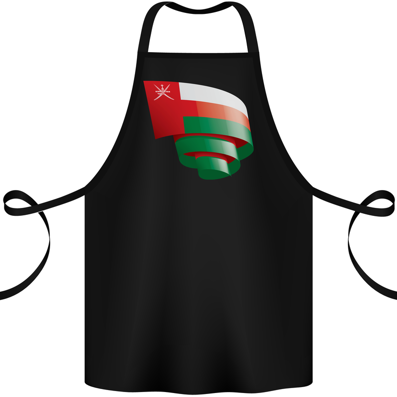 Curled Oman Flag Omani Day Football Cotton Apron 100% Organic Black