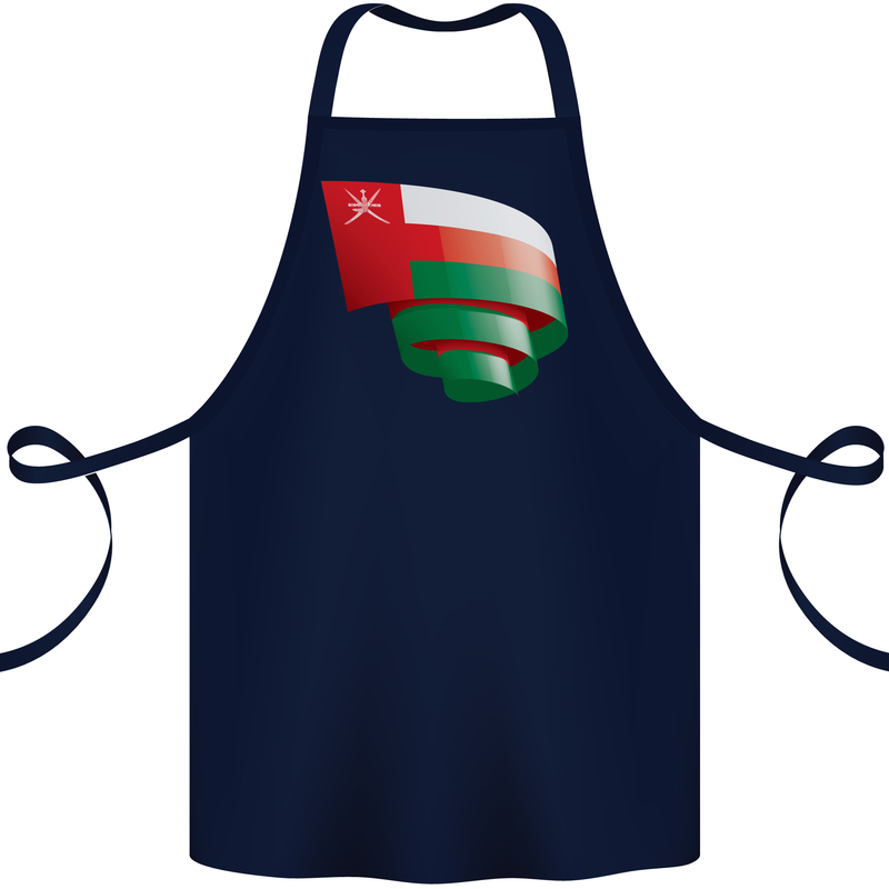 Curled Oman Flag Omani Day Football Cotton Apron 100% Organic Navy Blue