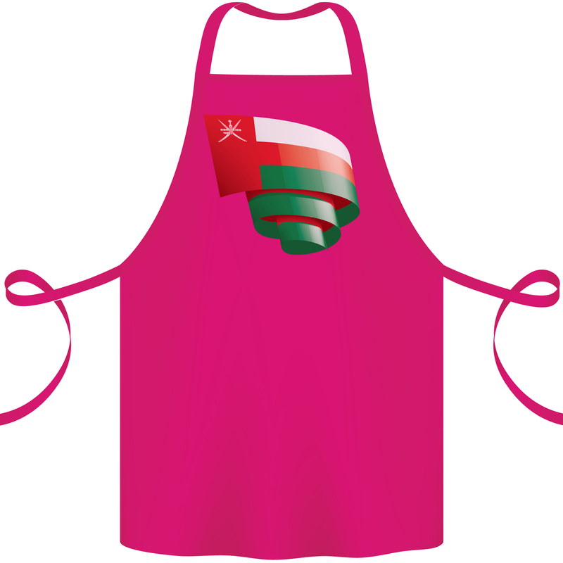 Curled Oman Flag Omani Day Football Cotton Apron 100% Organic Pink