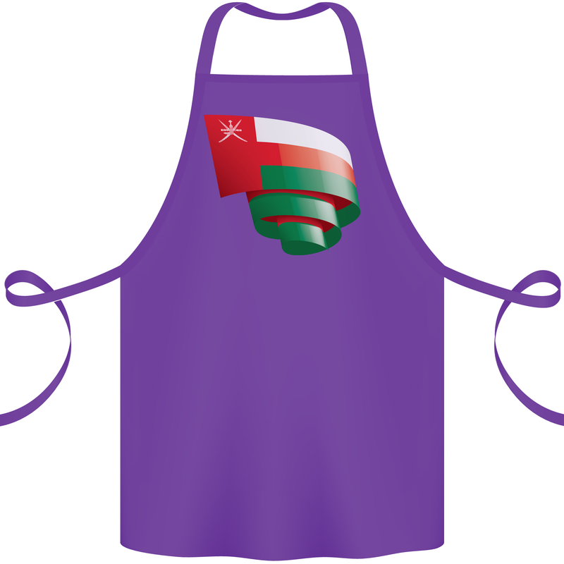 Curled Oman Flag Omani Day Football Cotton Apron 100% Organic Purple