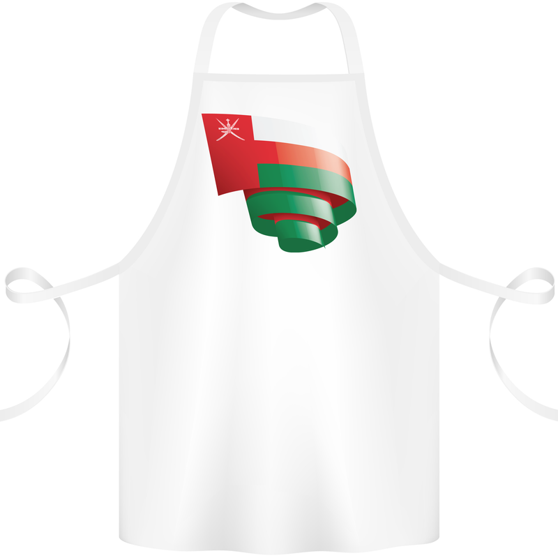 Curled Oman Flag Omani Day Football Cotton Apron 100% Organic White