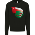 Curled Oman Flag Omani Day Football Kids Sweatshirt Jumper Black