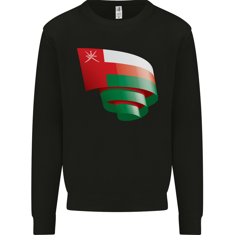 Curled Oman Flag Omani Day Football Kids Sweatshirt Jumper Black