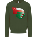 Curled Oman Flag Omani Day Football Kids Sweatshirt Jumper Forest Green