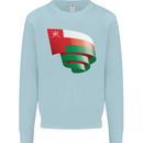 Curled Oman Flag Omani Day Football Kids Sweatshirt Jumper Light Blue