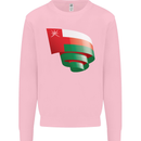 Curled Oman Flag Omani Day Football Kids Sweatshirt Jumper Light Pink