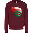 Curled Oman Flag Omani Day Football Kids Sweatshirt Jumper Maroon