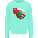 Curled Oman Flag Omani Day Football Kids Sweatshirt Jumper Peppermint