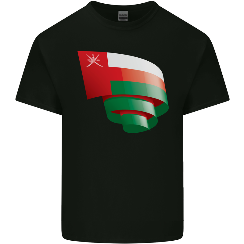 Curled Oman Flag Omani Day Football Kids T-Shirt Childrens Black